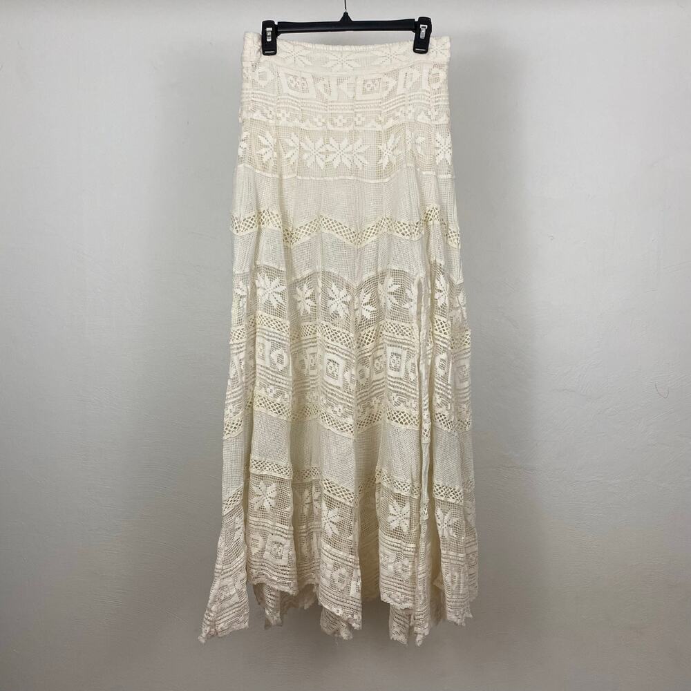 Free People Rebel Rebel Maxi Skirt - Ivory - Size Medium